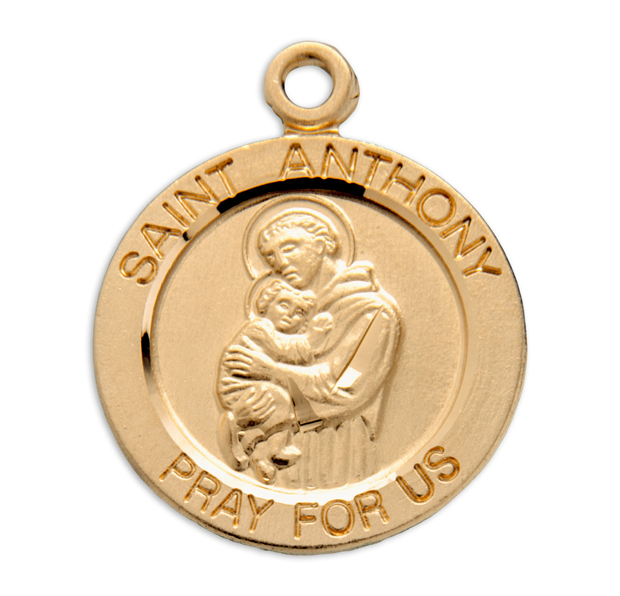 Patron Saint Anthony Round Gold Over Sterling Silver Medal