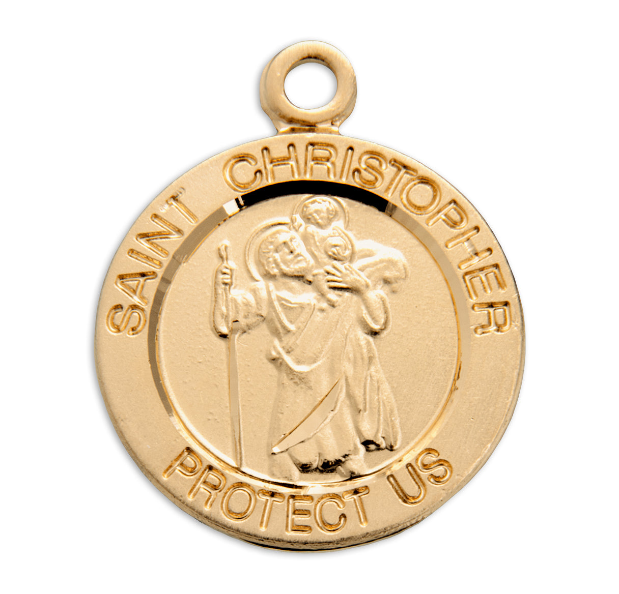Patron Saint Christopher Round Gold Over Sterling Silver Medal