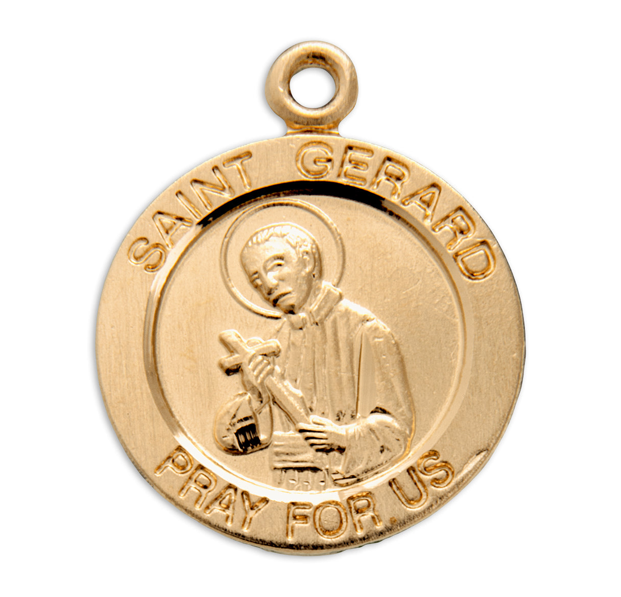 Patron Saint Gerard Round Gold Over Sterling Silver Medal