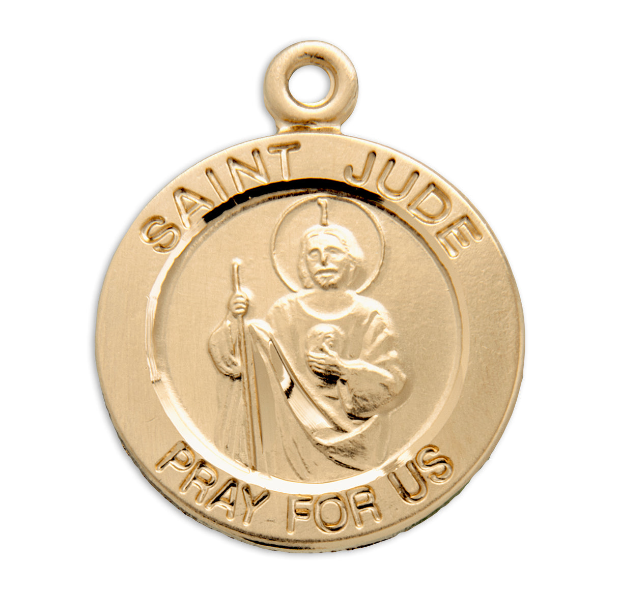 Patron Saint Jude Round Gold Over Sterling Silver Medal
