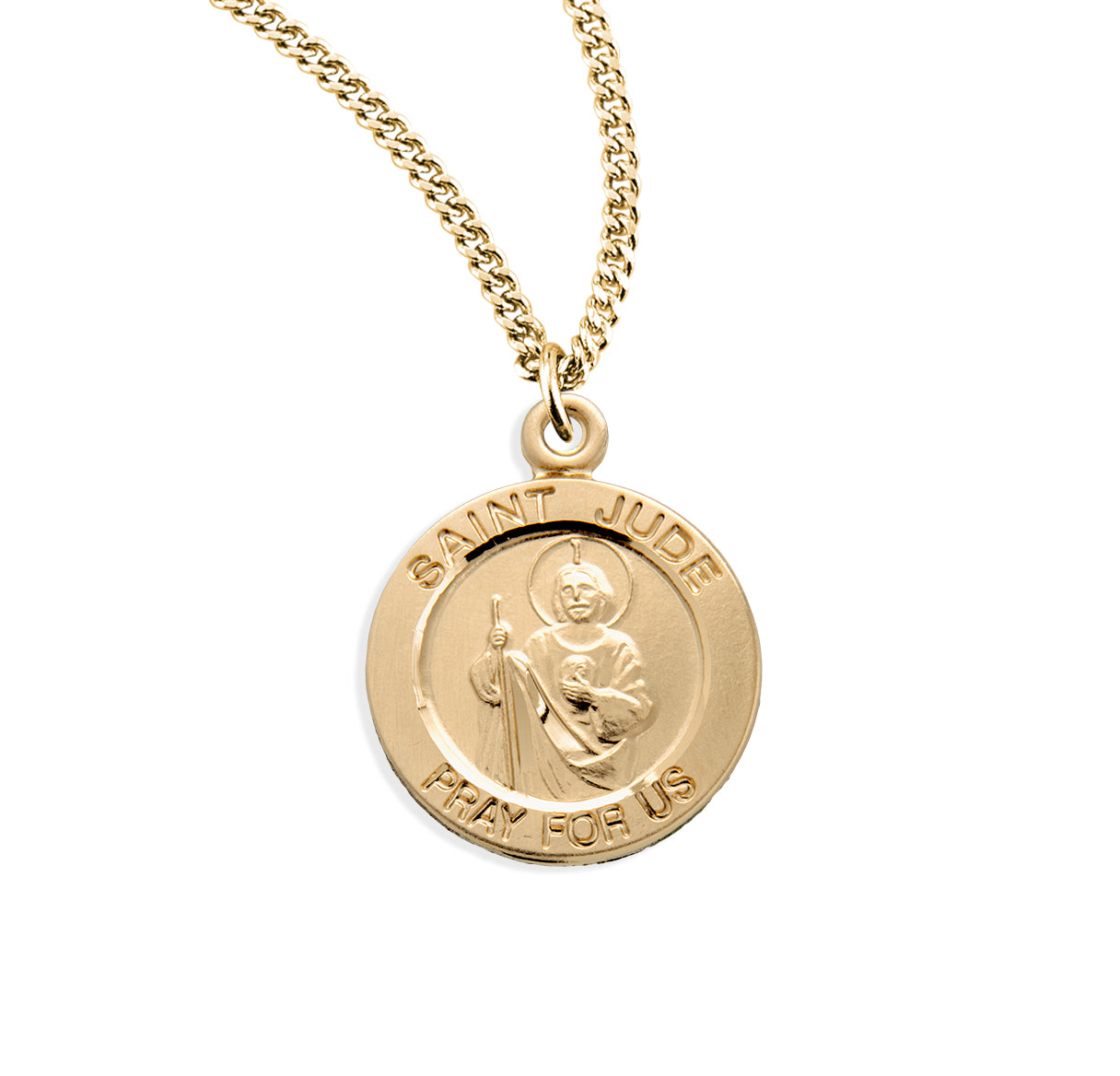 Patron Saint Jude Round Gold Over Sterling Silver Medal