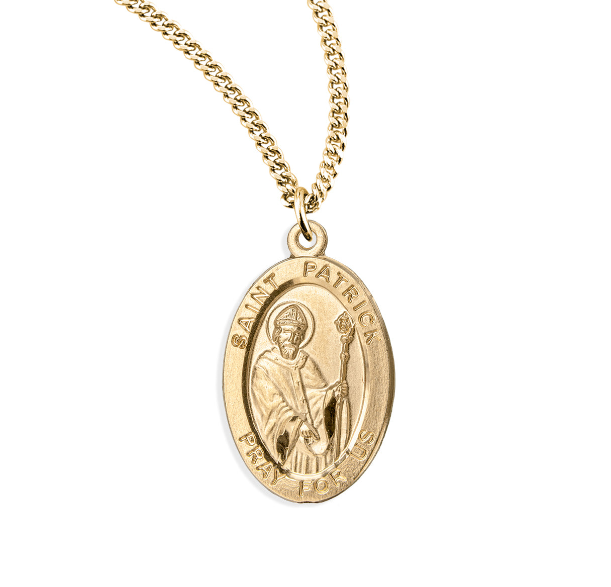 Patron Saint Patrick Oval Gold Over Sterling Silver Medal