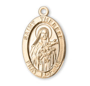 Patron Saint THerese of Lisieux Oval Gold Over Sterling Silver Medal