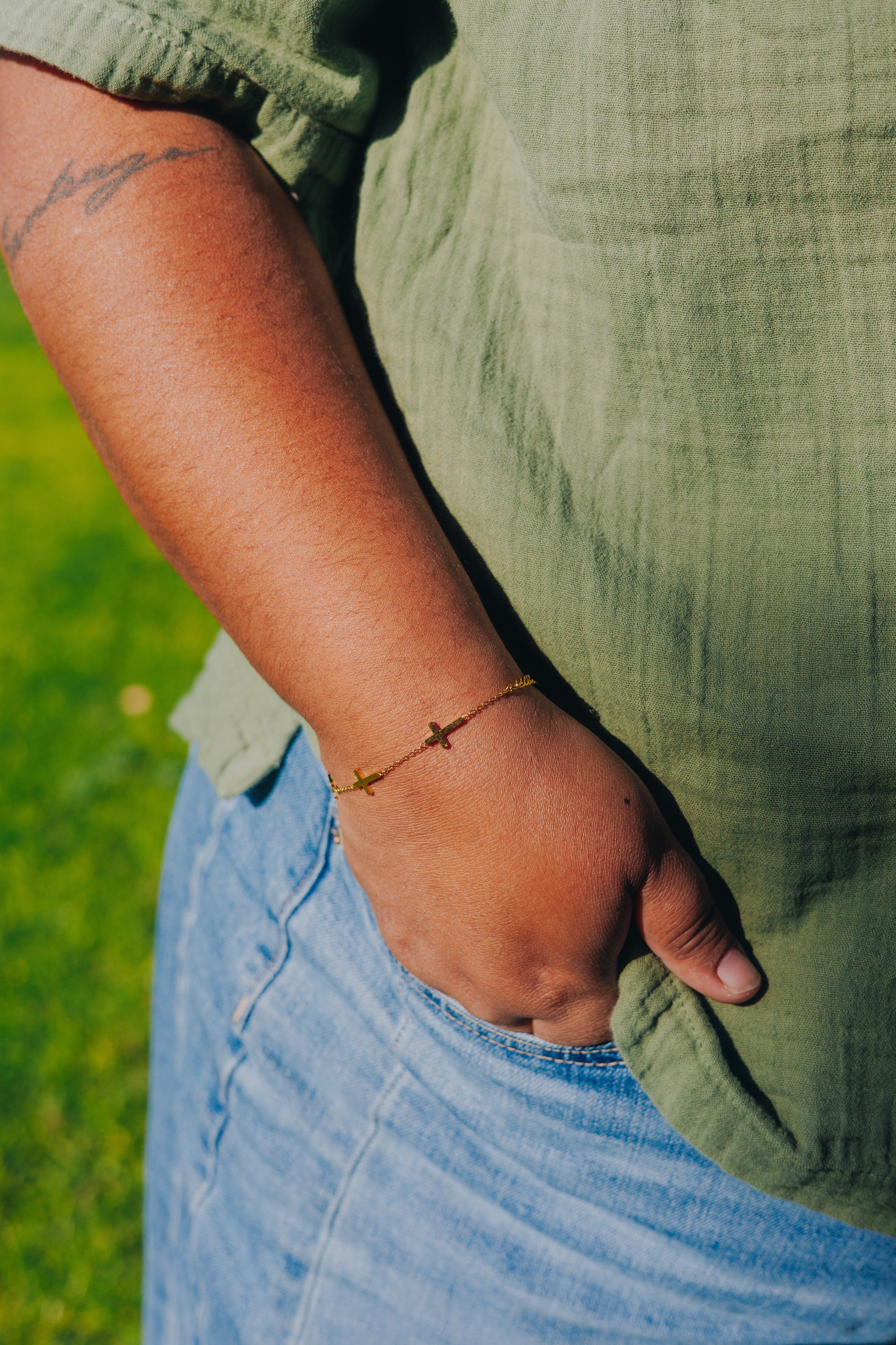 Gold Plated Cross Bracelet | Catholic Jewelry for Women