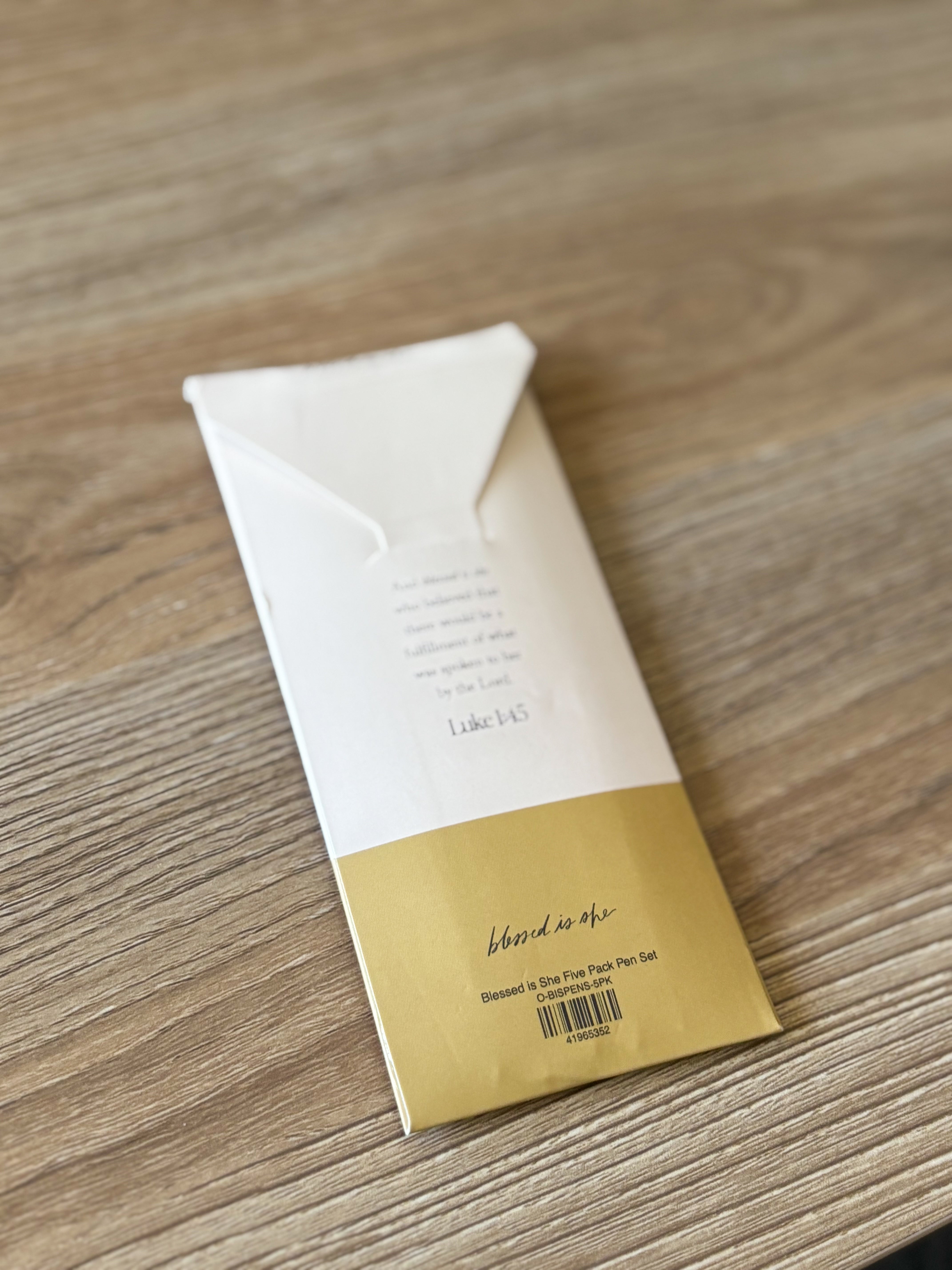 Blessed is She Logo Catholic Pen Set | Black Ink Pens for Bible Study & Journaling