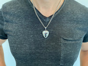 Silver Shield R2 Cross Necklace