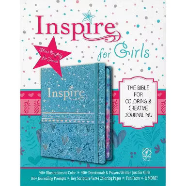NLT Inspire Bible for Girls, Leatherlike Hardcover, Blue