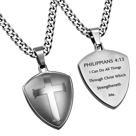 Silver Shield R2 Cross Necklace