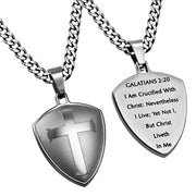 Silver Shield R2 Cross Necklace