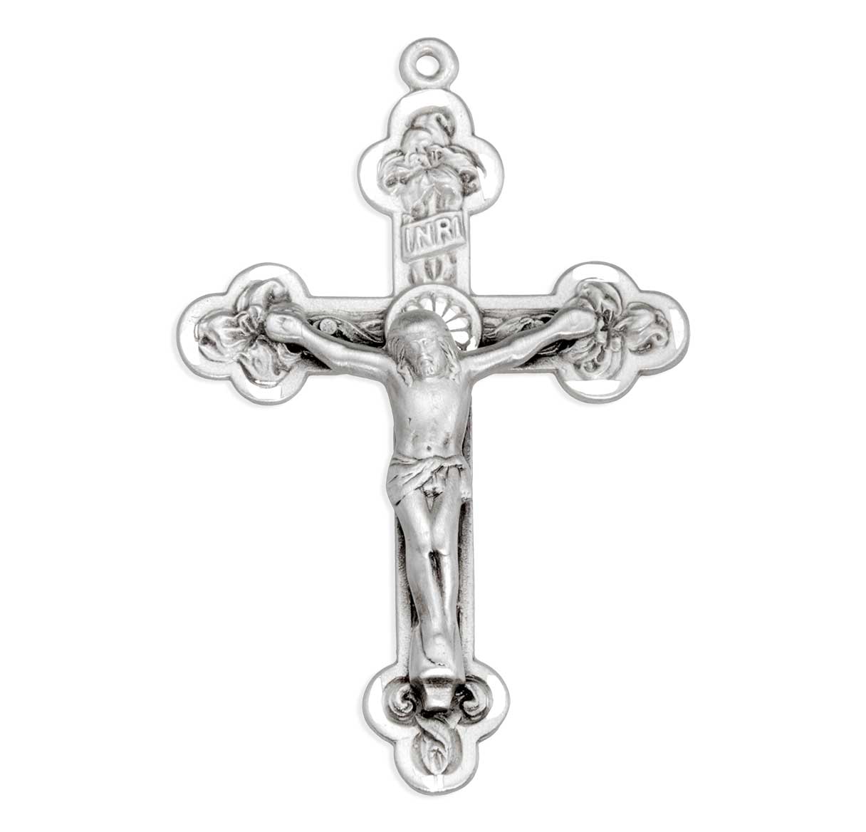 Reliefed Leaf Sterling Silver Crucifix