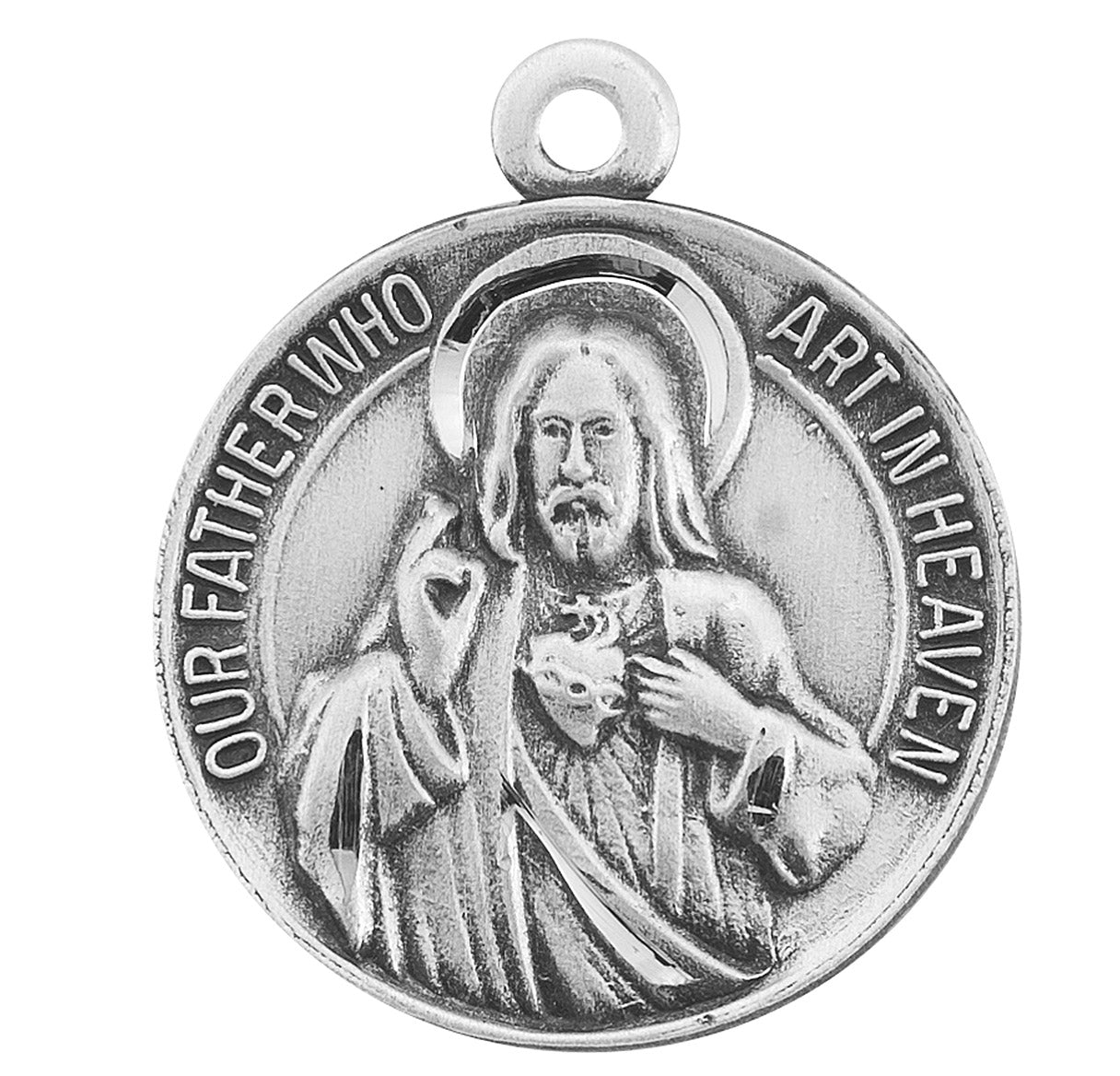 Our Father/Hail Mary Round Sterling Silver Medal