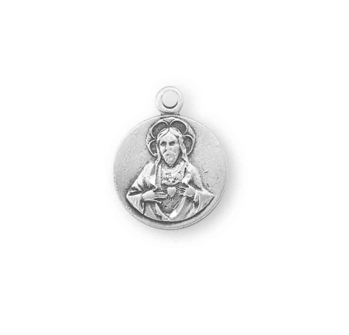 Sterling Silver Scapular Sacred Heart of Jesus Medal