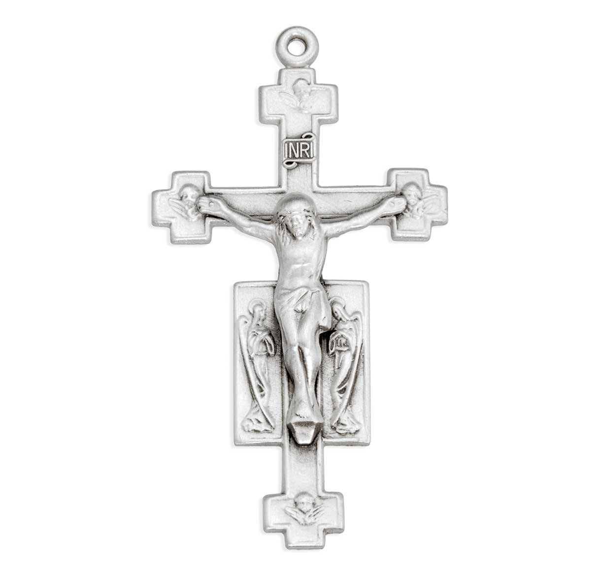 Sterling Silver Angels Crucifix with Cross Tips