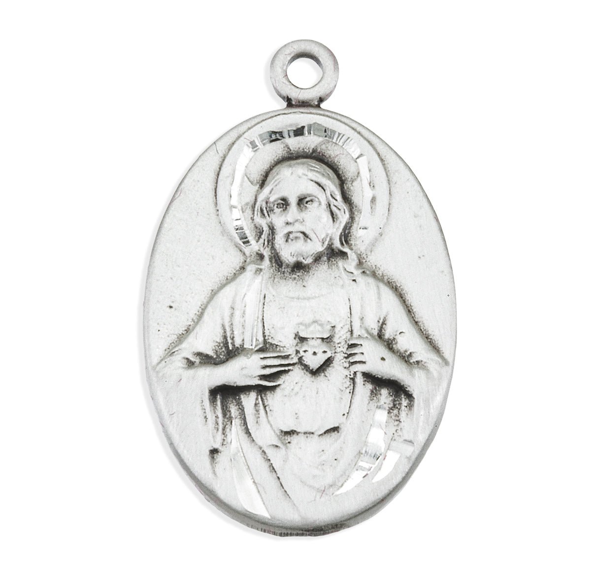 Sterling Silver Scapular Sacred Heart of Jesus Medal