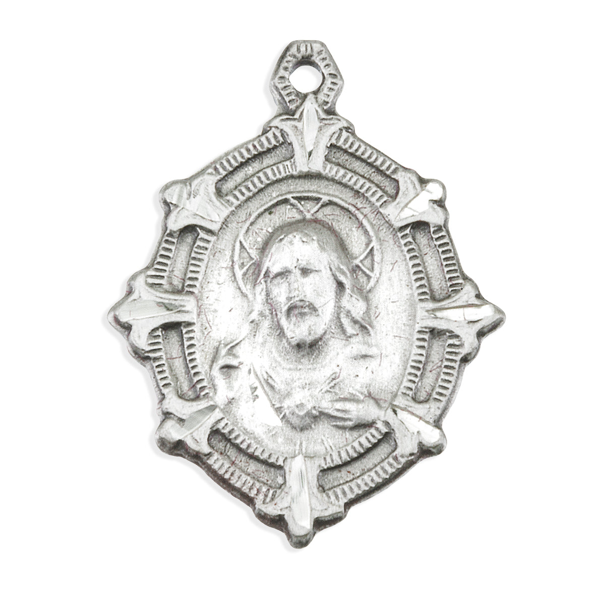 Sterling Silver Scapular Sacred Heart of Jesus Medal