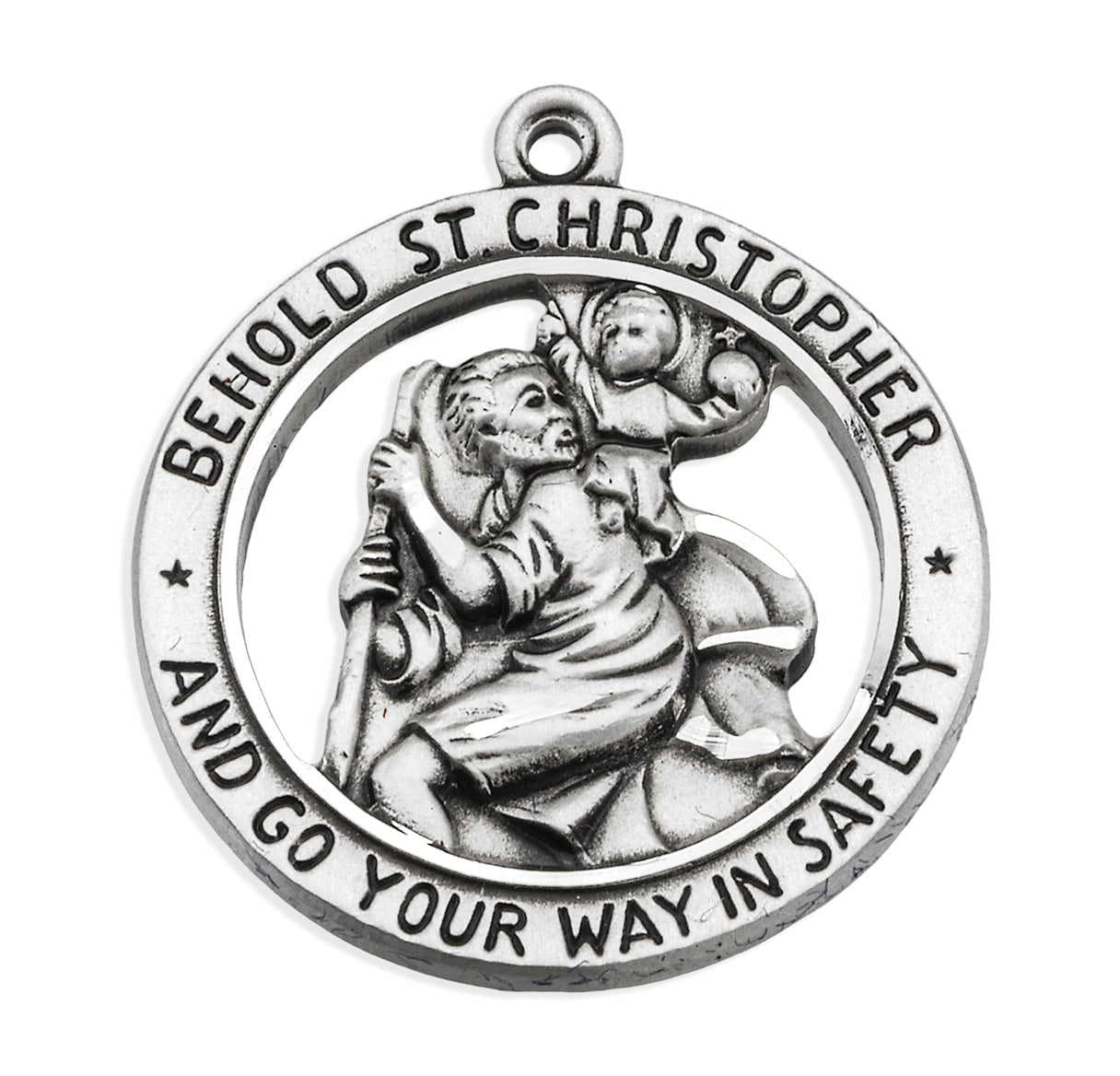 Saint Christopher Round Sterling Silver Medal