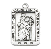 Saint Christopher Square Sterling Silver Medal