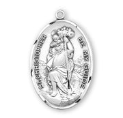 Saint Christopher Oval Sterling Silver Medal
