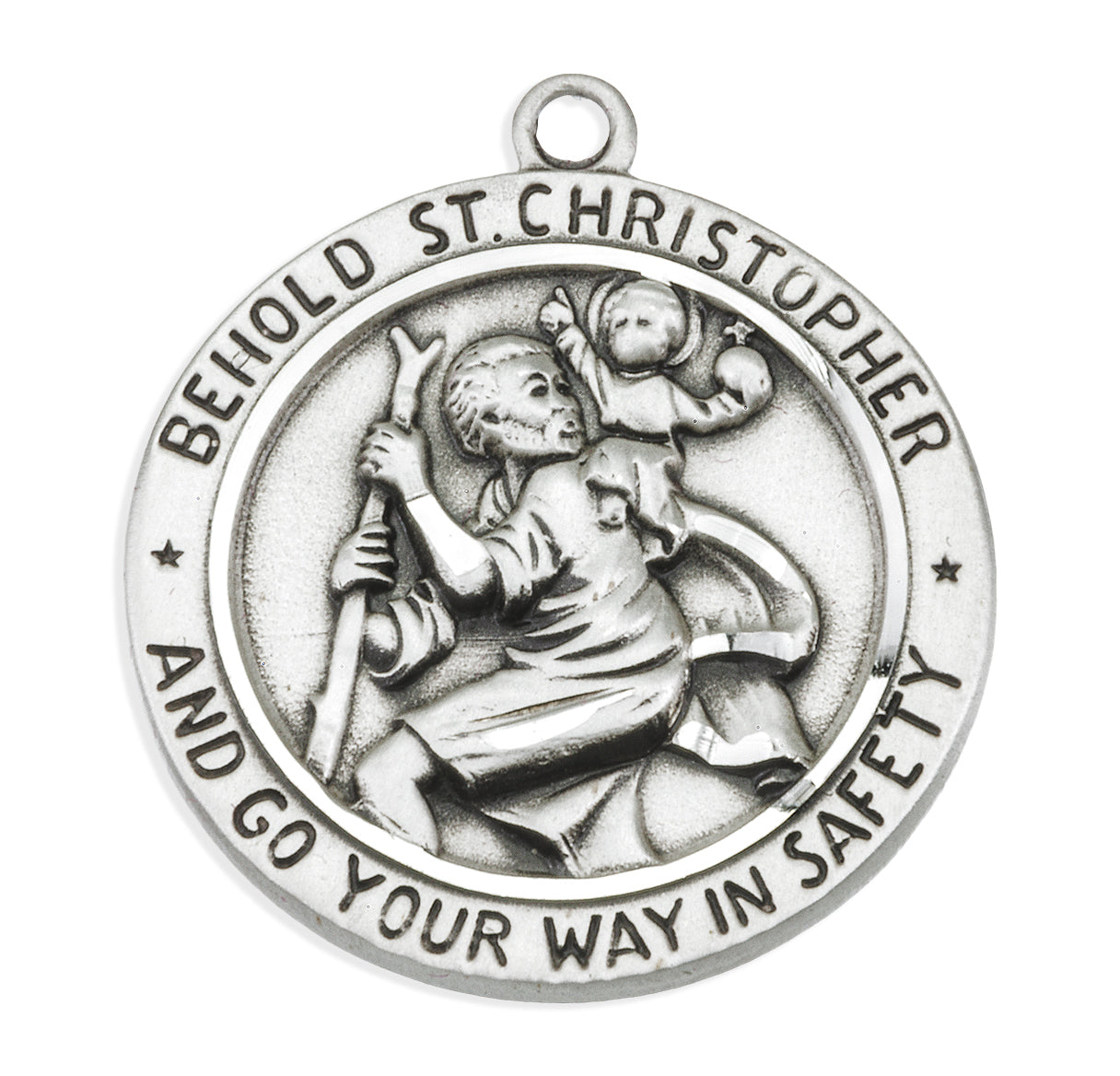 Saint Christopher Round Sterling Silver Medal