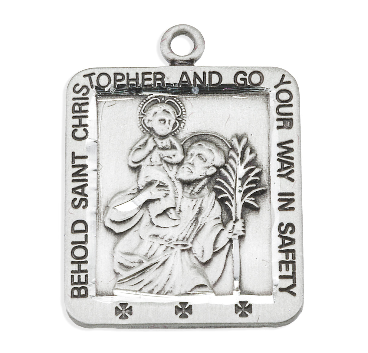 Saint Christopher Square Sterling Silver Medal