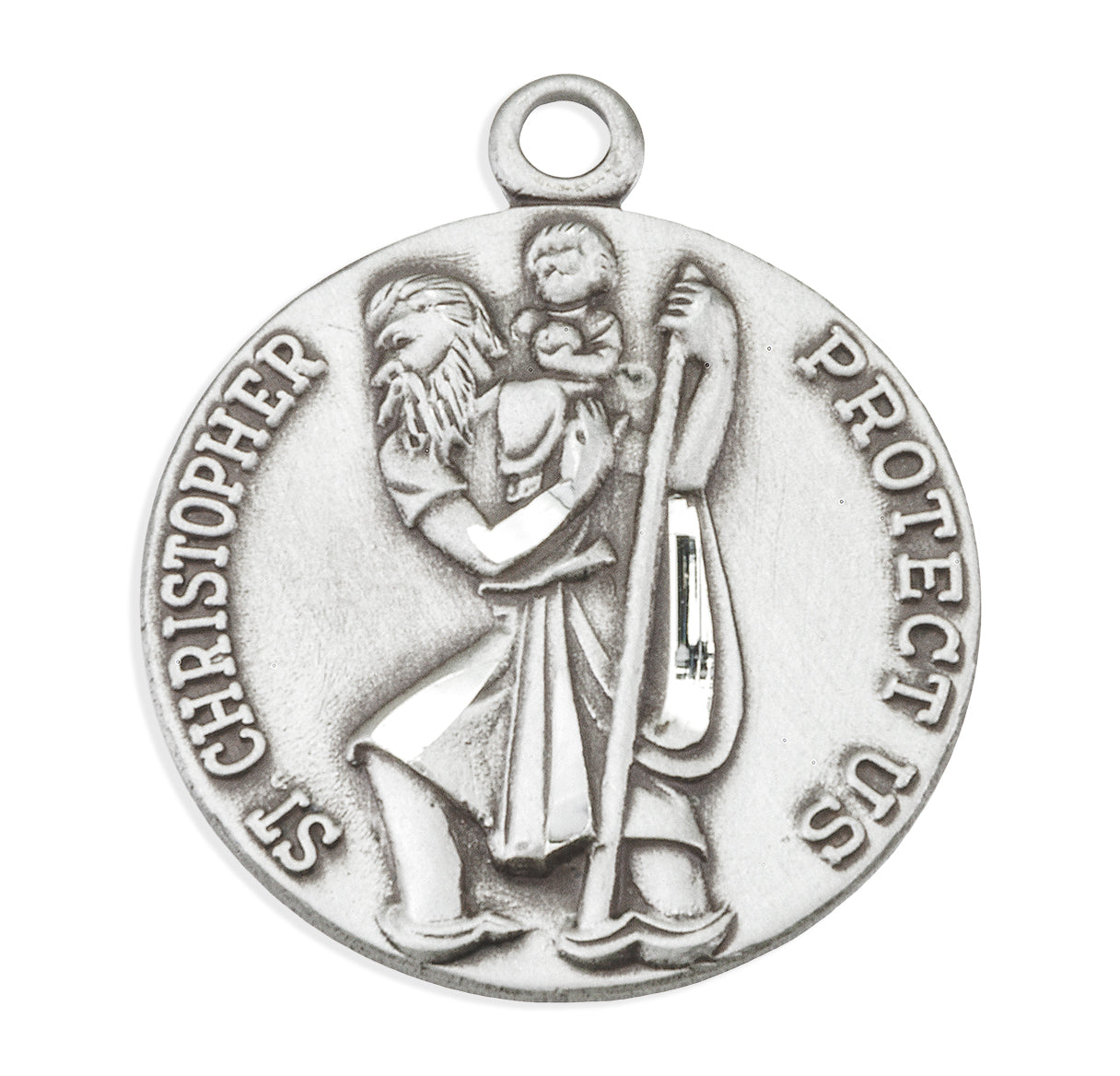 Saint Christopher Round Sterling Silver Medal