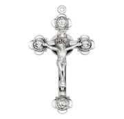 Rosebud Design Sterling Silver Crucifix