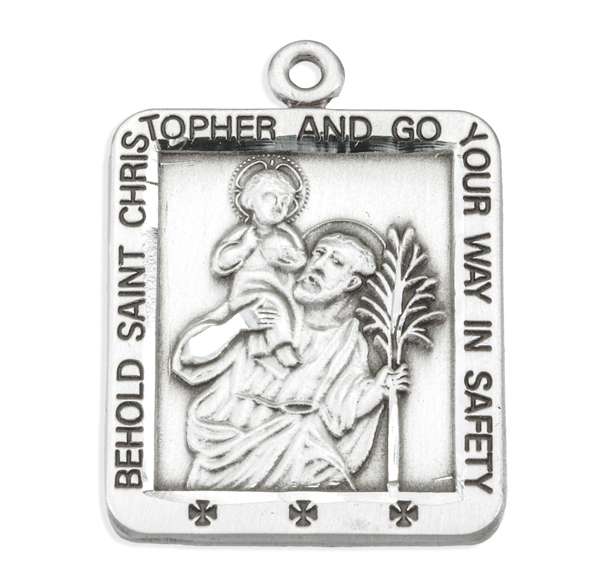 Saint Christopher Square Sterling Silver Medal