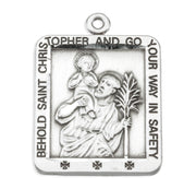 Saint Christopher Square Sterling Silver Medal