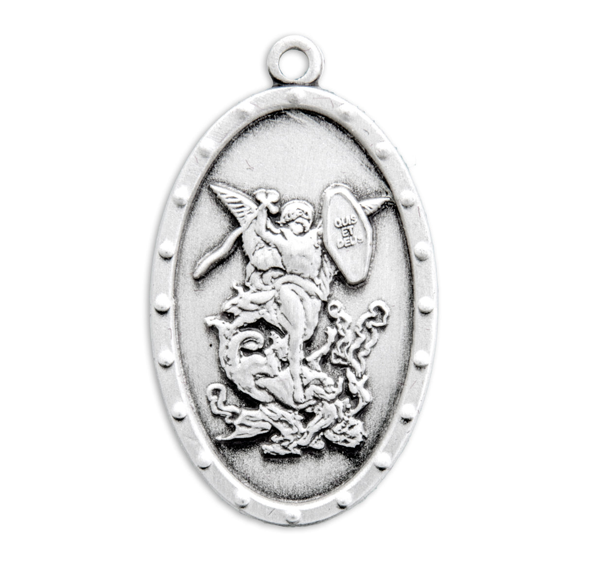 Saint Michael Sterling Silver Oval Shield Medal