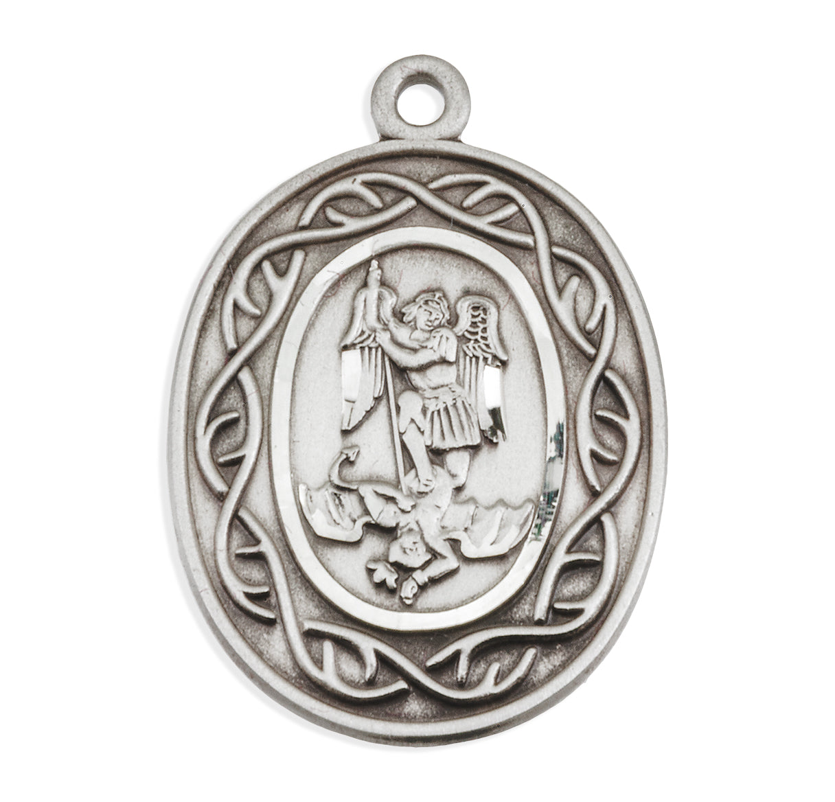 Saint Michael Oval Sterling Silver "Crown of Thorns" Medal