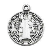 Saint Benedict Round Sterling Silver Medal