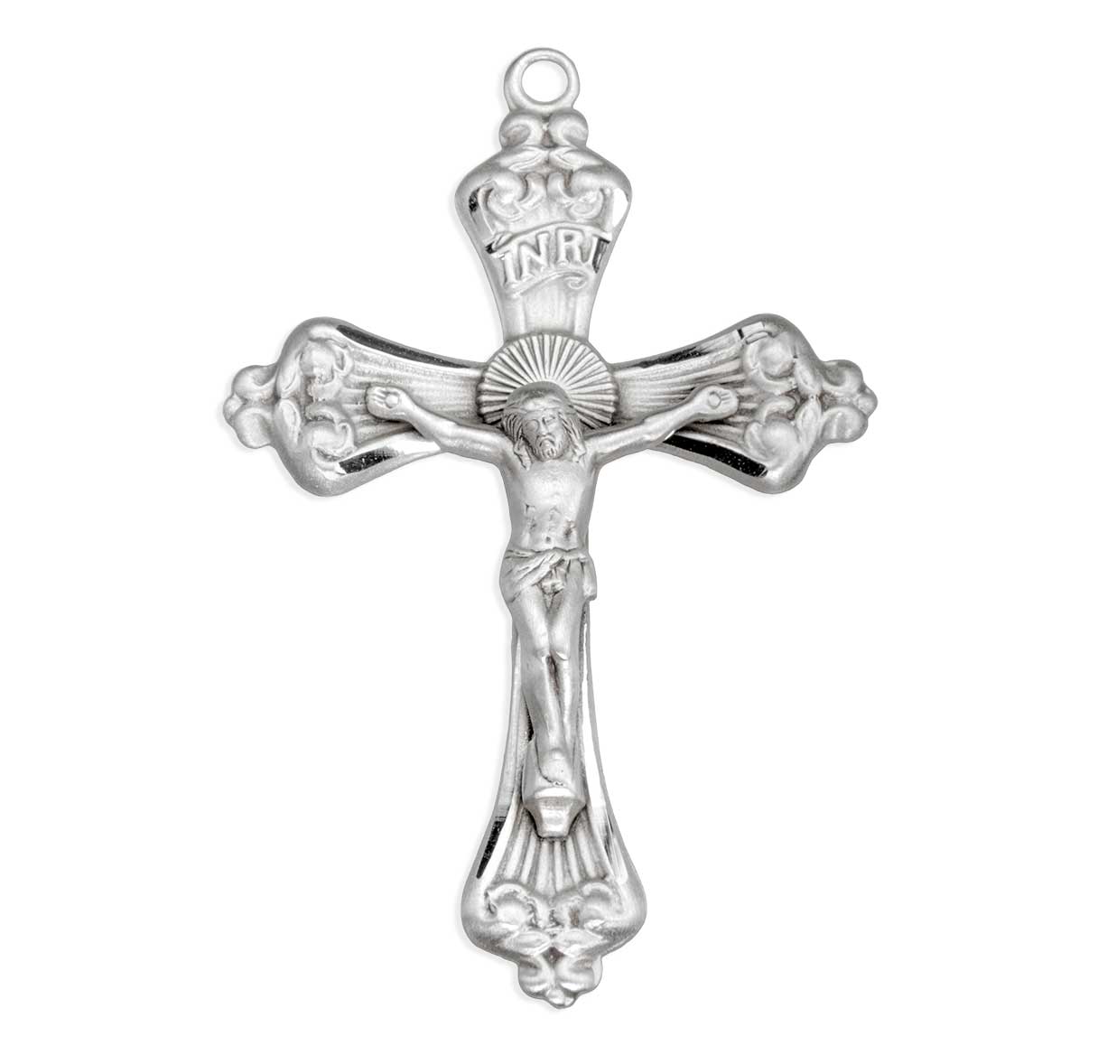 Baroque Scroll Tipped Sterling Silver Crucifix