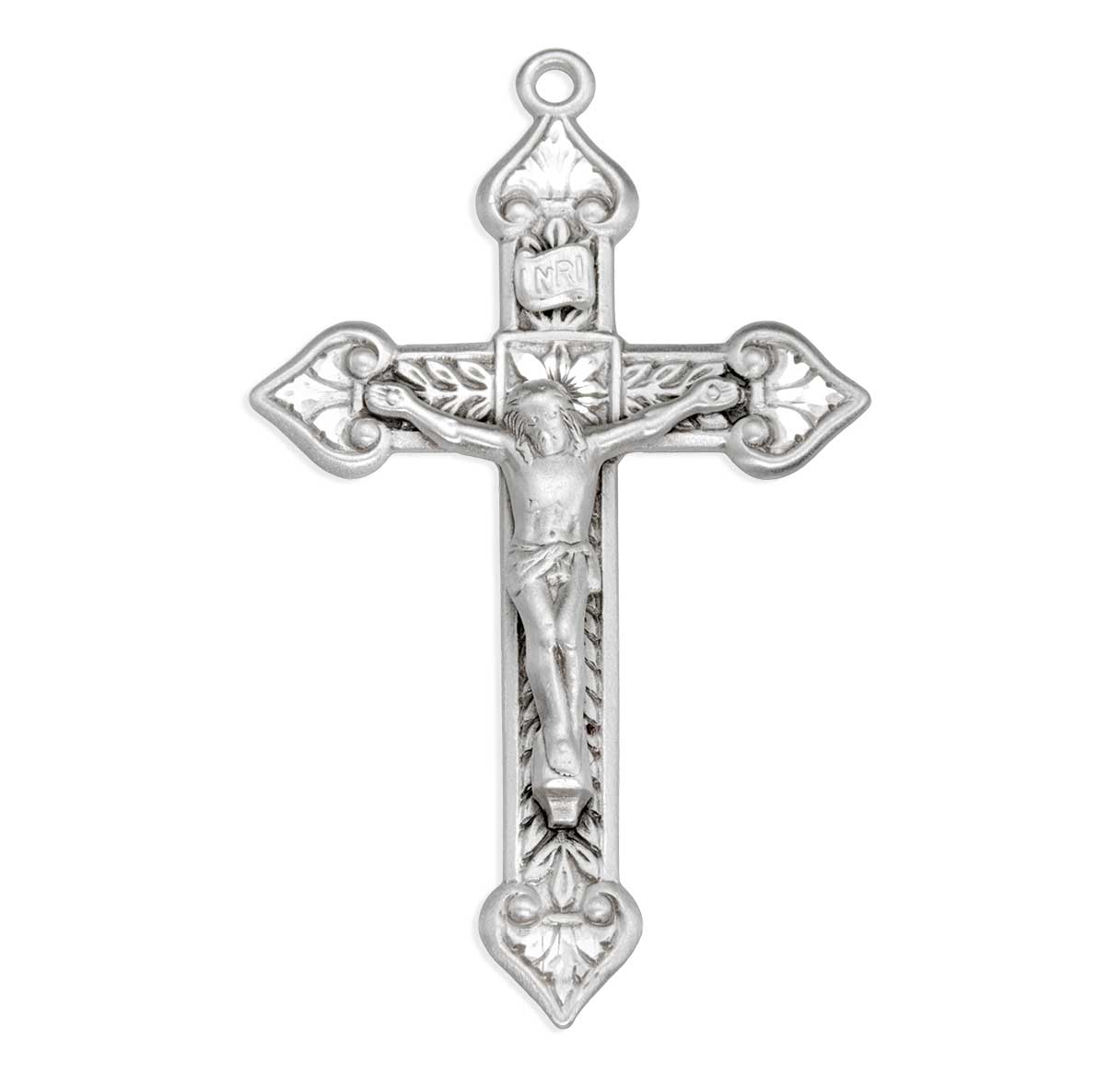 Leaf Design Sterling Silver Crucifix