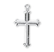 Fleur De Lis Tipped Sterling Silver Cross
