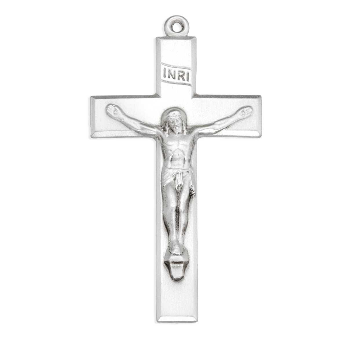 Beveled Edge Sterling Silver Crucifix