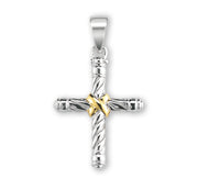 Twisted Two Tone Sterling Silver Cross