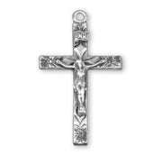 Sterling Silver Floral Engraved Crucifix