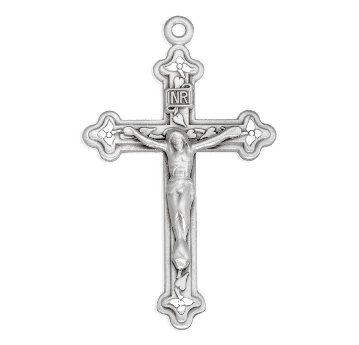 Vine and Leaf Pattern Sterling Silver Crucifix