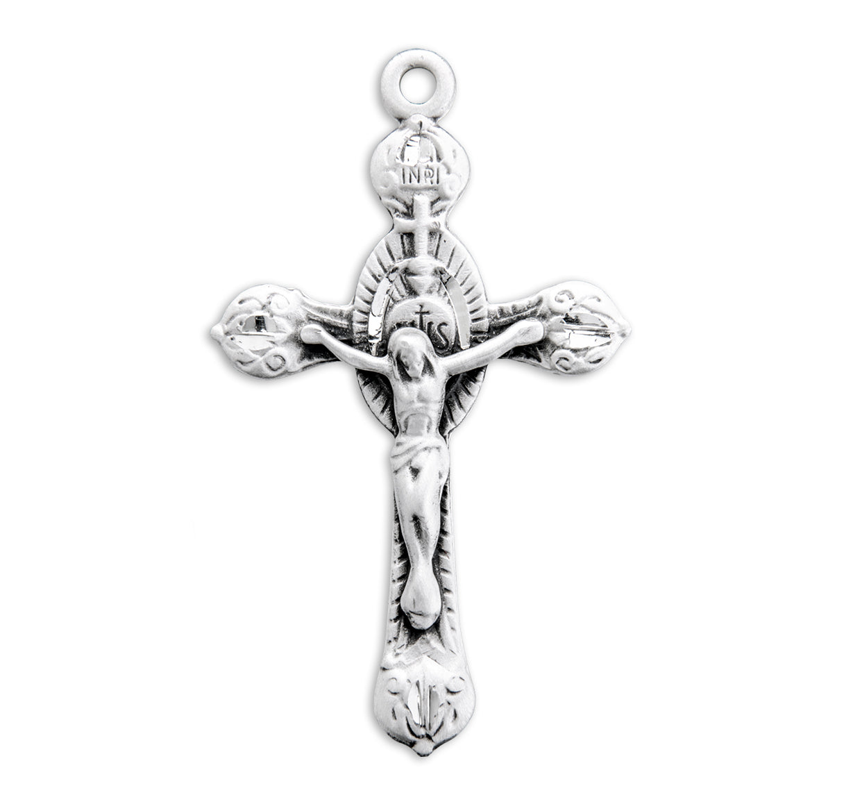 Monstrance Style Sterling Silver Crucifix