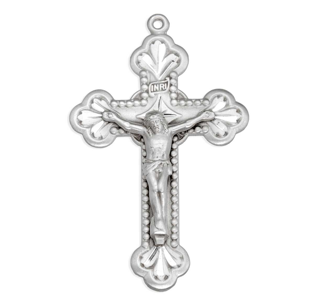 Baroque Leaf Design Sterling Silver Crucifix