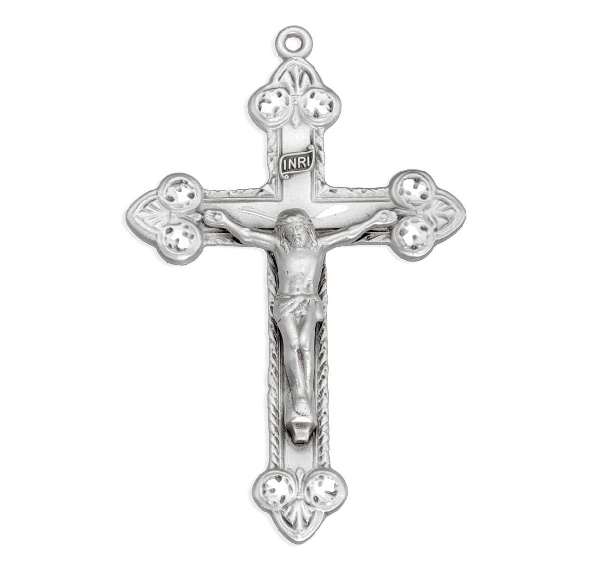 Scrolled Leaf Design Sterling Silver Crucifix