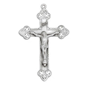 Scrolled Leaf Design Sterling Silver Crucifix