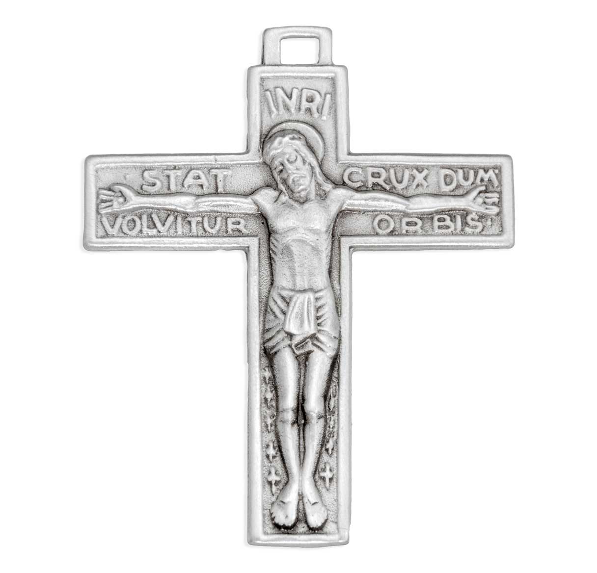 Stat Crux Dum Volvitur Orbis Sterling Silver Crucifix