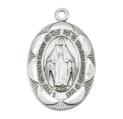 Sterling Silver Oval Fancy Edge Miraculous Medal