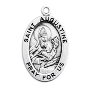 Patron Saint Augustine Oval Sterling Silver Medal