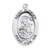Patron Saint Florian Oval Sterling Silver Medal