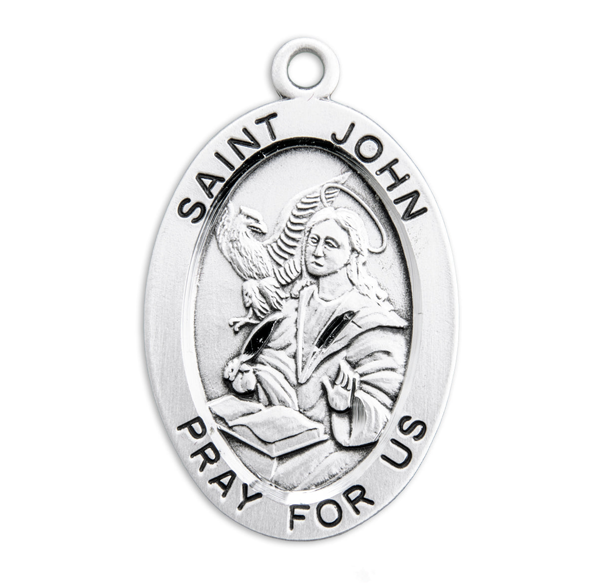 Patron Saint John the Evangelist Oval Sterling Silver Medal