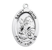 Patron Saint John the Evangelist Oval Sterling Silver Medal