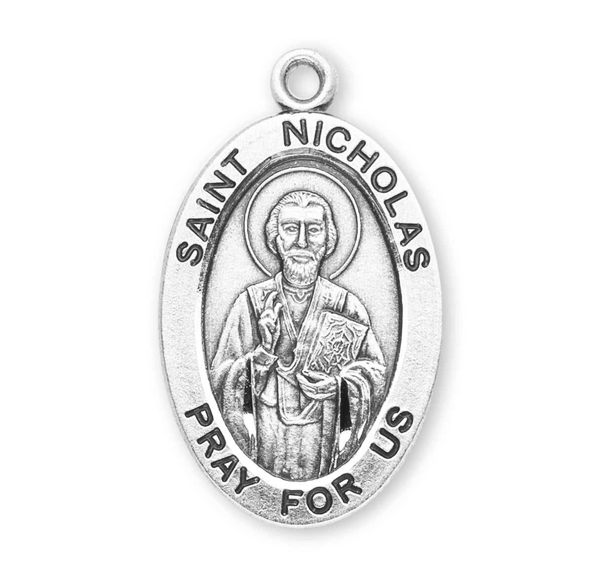 Patron Saint Nicholas Oval Sterling Silver Medal