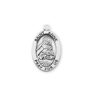 Patron Saint Anne Oval Sterling Silver Medal